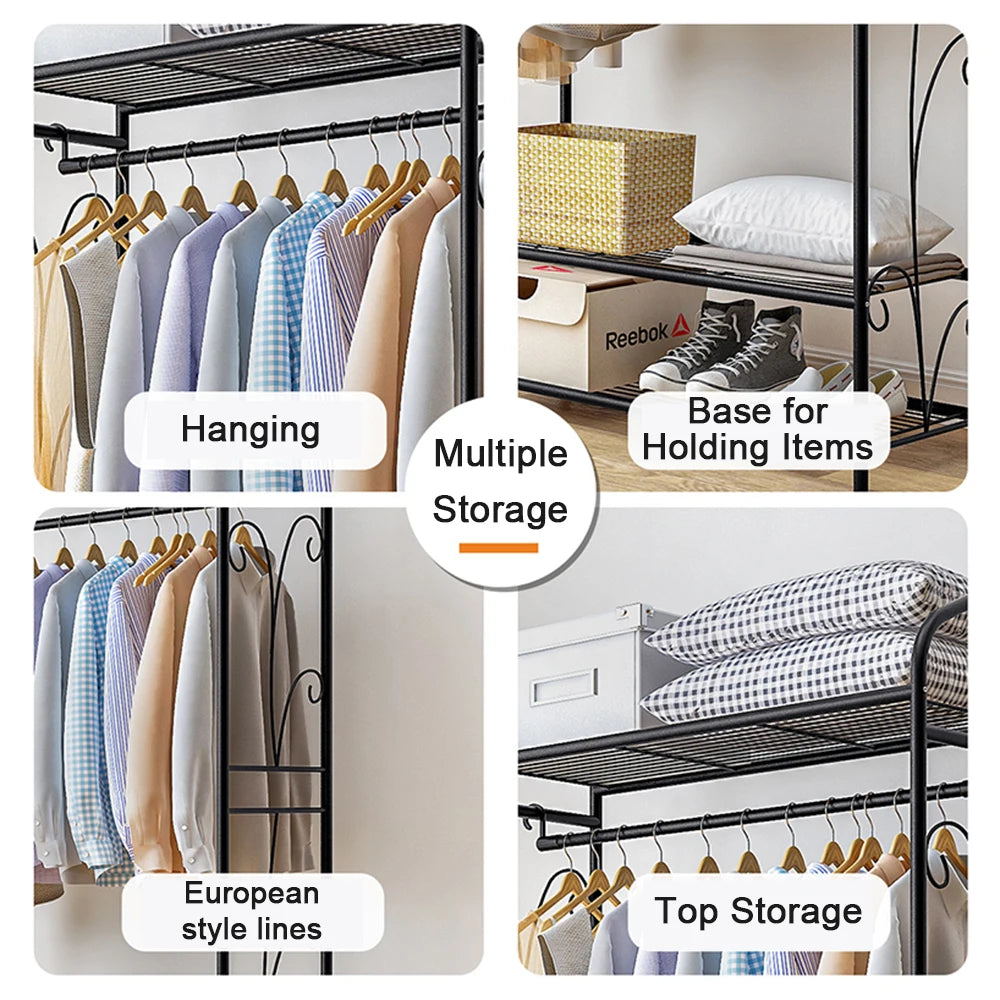 Black Metal Clothes Rack Stand