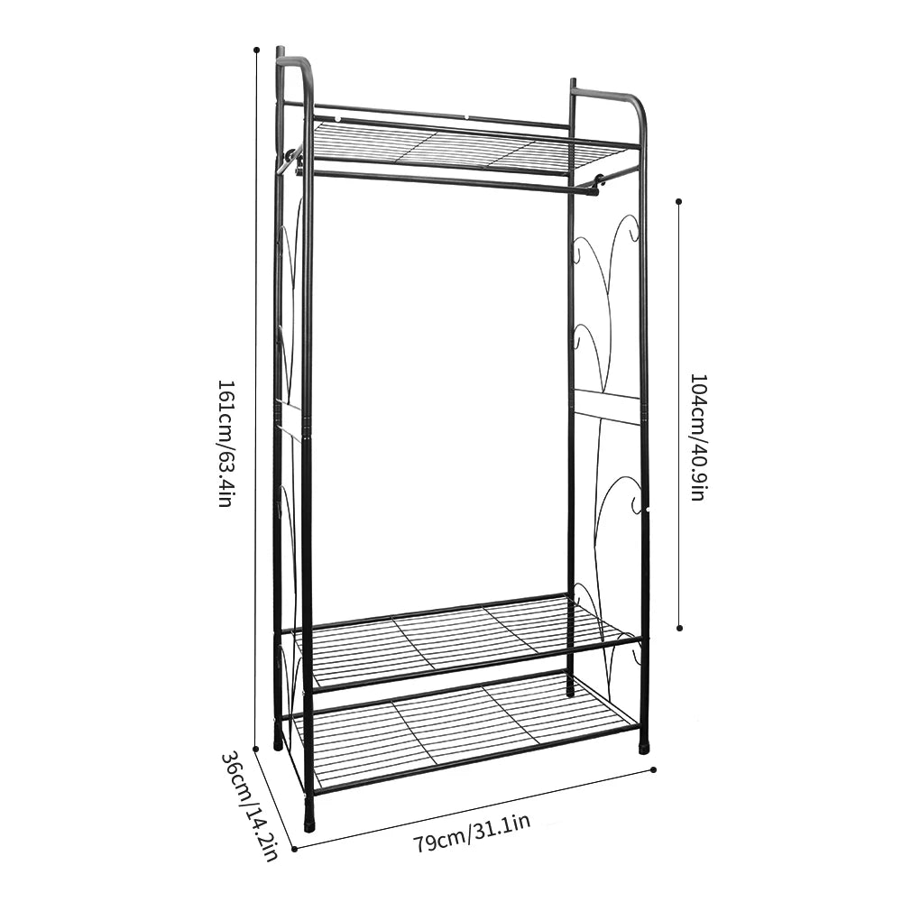 Black Metal Clothes Rack Stand